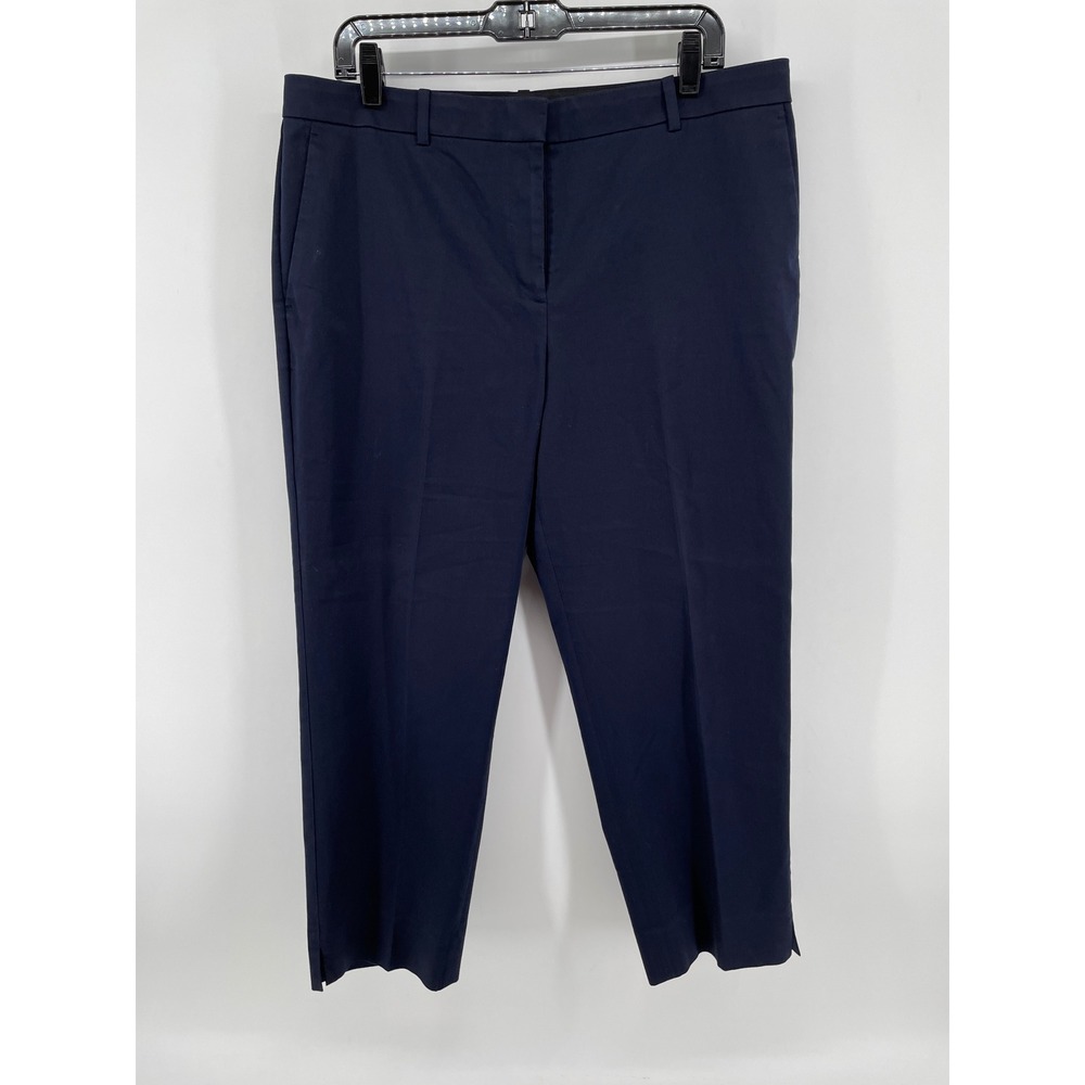 Ann Taylor Dress Pants Womens 12 Navy Blue Curvy Fit Ankle Trousers Minimalist
